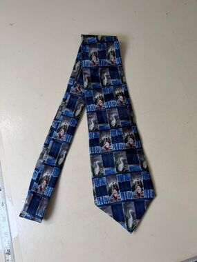 Tabasco Blue and Gray Silk Tie with Crane Motif